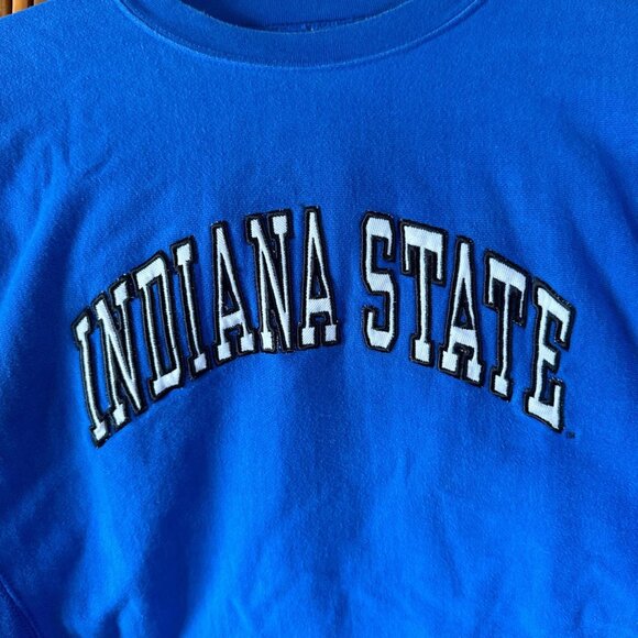 Vintage 90s Blue Steve & Barry's Indiana State University Crewneck Jumper - Picture 2 of 5
